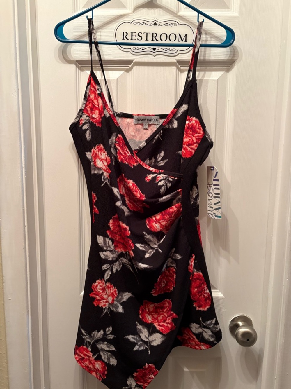 Almost Famous Romper Skort NWT XL roses on black